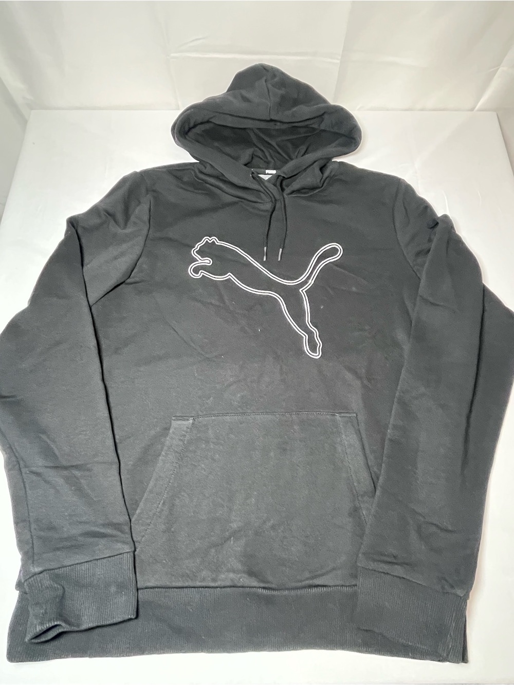 Puma Black Hoodie with White Outlined Cat Logo
